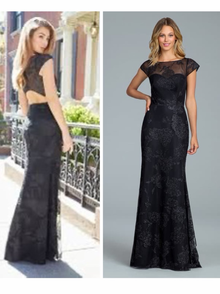 New $512 Hayley Paige 5818 Caviar English Net Dress Backless